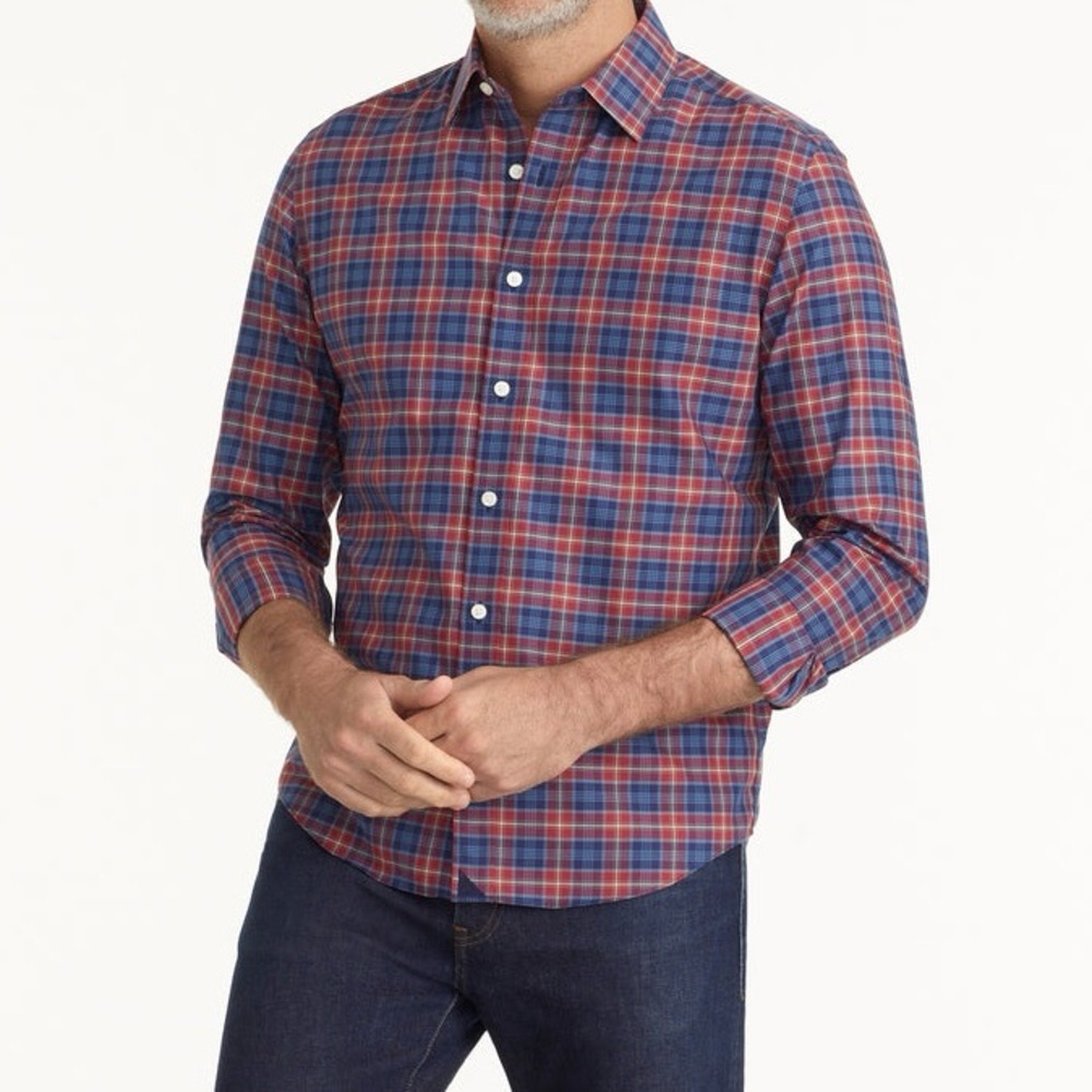UNTUCKit Wrinkle Free Arnaldo Plaid Button Front Long Sleeve Shirt, Size Large